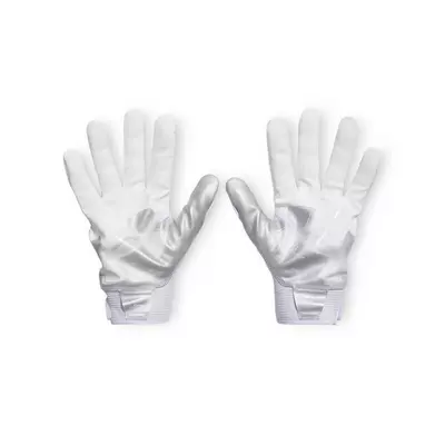 Under Armour Adult Blur Football Receiver Gloves - White/Silver - white/silver