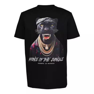 Streetz Iz Watchin' Men's Prince of the Jungle Tee - black 1 Streetz Iz Watchin' Men's Prince of the Jungle Tee - black