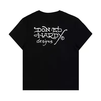 Ed Hardy Men's Rhinestome Flame Skull Tee - black