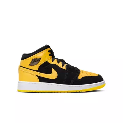 Jordan 1 Mid SE "Black/Varsity Maize/White" Grade School Boys' Shoe - yellow/black