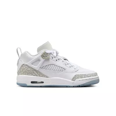 Jordan Spizike Low "White/Neutral Grey/Metallic Silver" Grade School Boys' Shoe - white/silver